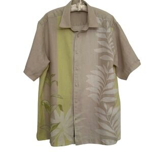 Cubavera Mens XL 100% Linen Short Sleeve Button Up Shirt Floral Tropical Resort